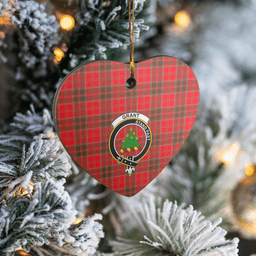 Scottish Grant Weathered Clan Tartan Ceramic Ornament - Crest Heart Style Scottish Plaid Tartan Plaid