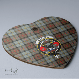 Scottish MacLeod of Harris Weathered Clan Tartan Ceramic Ornament - Crest Heart Style Scottish Plaid Tartan Plaid