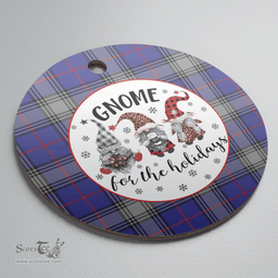 Scottish Kinnaird Clan Tartan Ceramic Ornament - Gnome Round Style Scottish Plaid Tartan Plaid