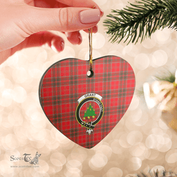 Scottish Grant Weathered Clan Tartan Ceramic Ornament - Crest Heart Style Scottish Plaid Tartan Plaid