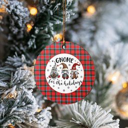 Scottish Sinclair Modern Clan Tartan Ceramic Ornament - Gnome Round Style Scottish Plaid Tartan Plaid