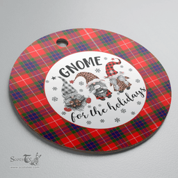 Scottish Fraser Modern Clan Tartan Ceramic Ornament - Gnome Round Style Scottish Plaid Tartan Plaid