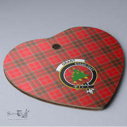Scottish Grant Weathered Clan Tartan Ceramic Ornament - Crest Heart Style Scottish Plaid Tartan Plaid