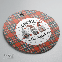 Scottish MacFarlane Ancient Clan Tartan Ceramic Ornament - Gnome Round Style Scottish Plaid Tartan Plaid
