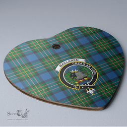 Scottish MacLaren Ancient Clan Tartan Ceramic Ornament - Crest Heart Style Scottish Plaid Tartan Plaid