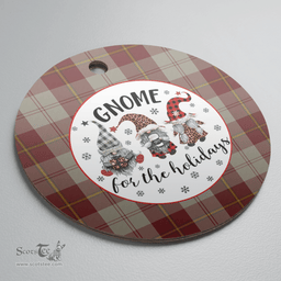 Scottish Cunningham Burgundy Dancers Clan Tartan Ceramic Ornament - Gnome Round Style Scottish Plaid Tartan Plaid