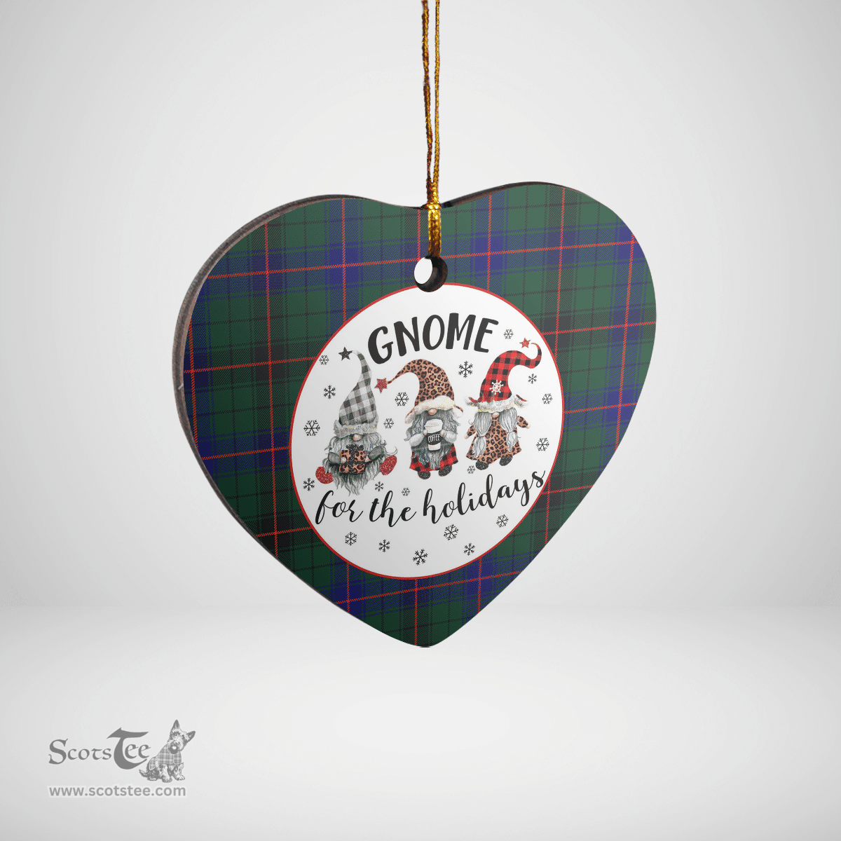 Scottish Davidson Modern Clan Tartan Ceramic Ornament - Gnome Heart Style Scottish Plaid Tartan Plaid