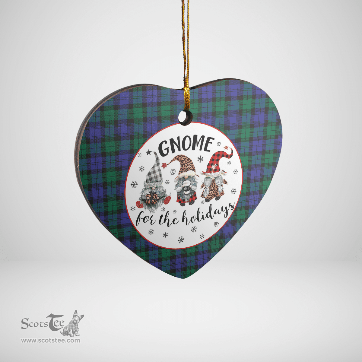 Scottish Blackwatch Modern Clan Tartan Ceramic Ornament - Gnome Heart Style Scottish Plaid Tartan Plaid