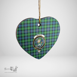 Scottish Murray of Atholl Ancient Clan Tartan Ceramic Ornament - Crest Heart Style Scottish Plaid Tartan Plaid