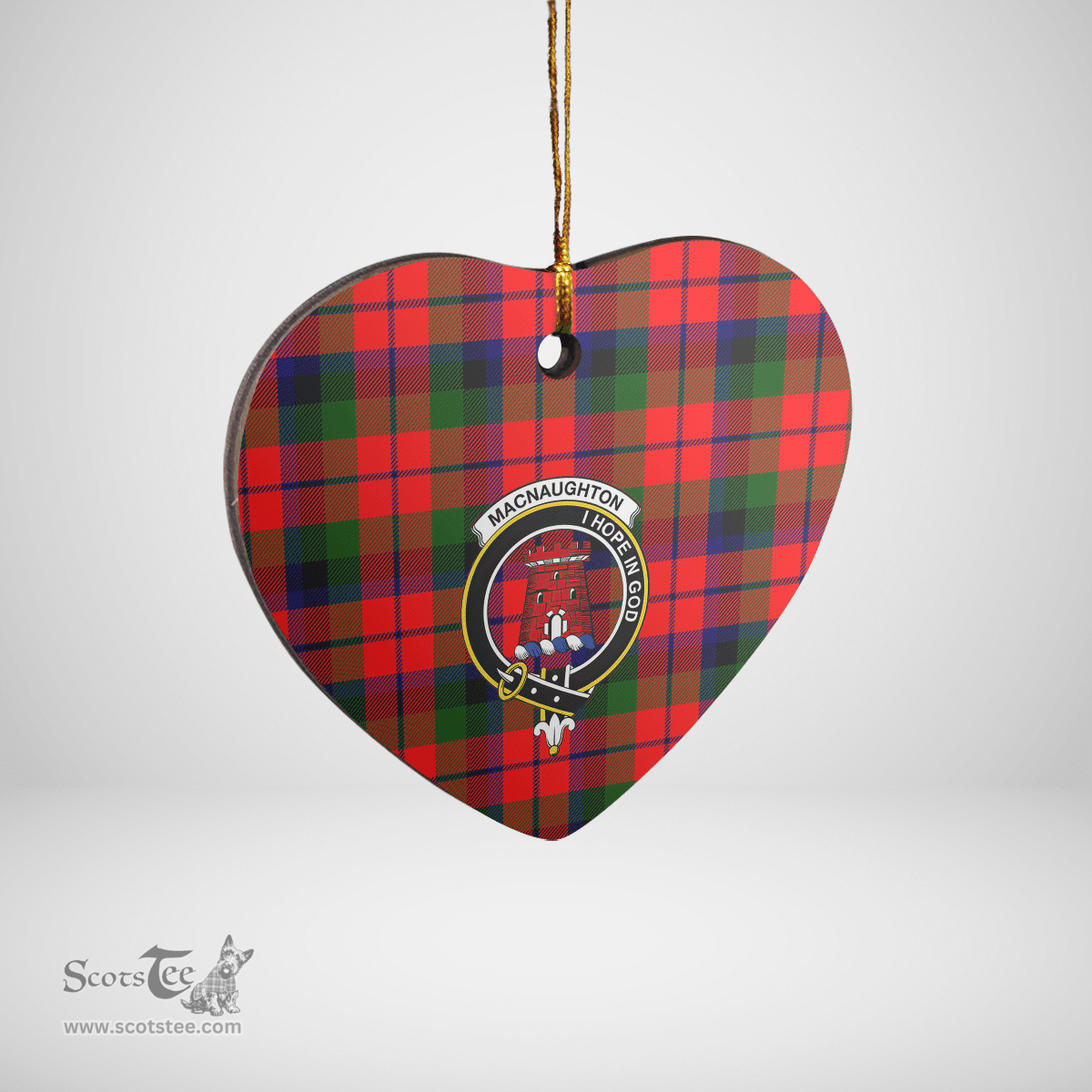 Scottish MacNaughton Modern Clan Tartan Ceramic Ornament - Crest Heart Style Scottish Plaid Tartan Plaid