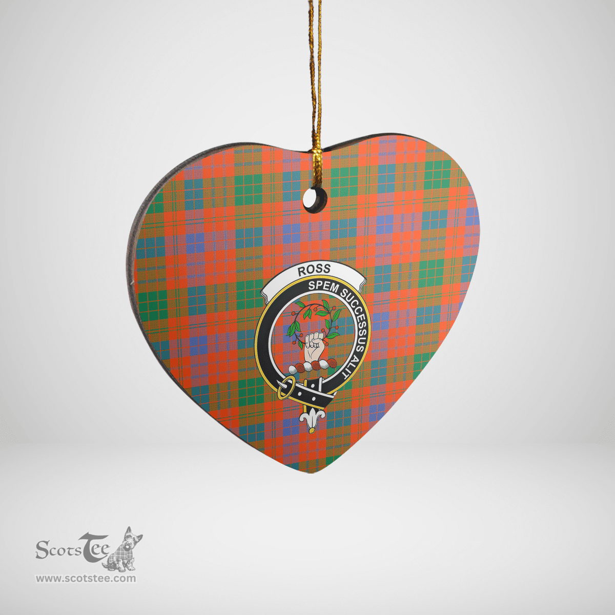 Scottish Ross Ancient Clan Tartan Ceramic Ornament - Crest Heart Style Scottish Plaid Tartan Plaid