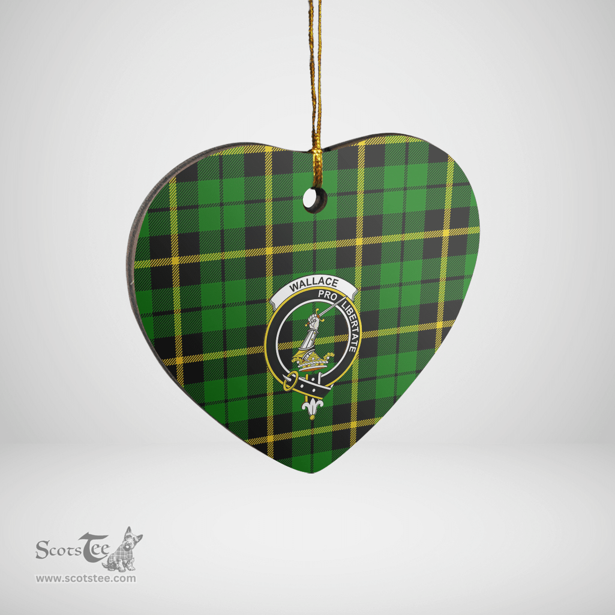 Scottish Wallace Hunting Green Clan Tartan Ceramic Ornament - Crest Heart Style Scottish Plaid Tartan Plaid