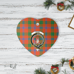Scottish Ross Ancient Clan Tartan Ceramic Ornament - Crest Heart Style Scottish Plaid Tartan Plaid