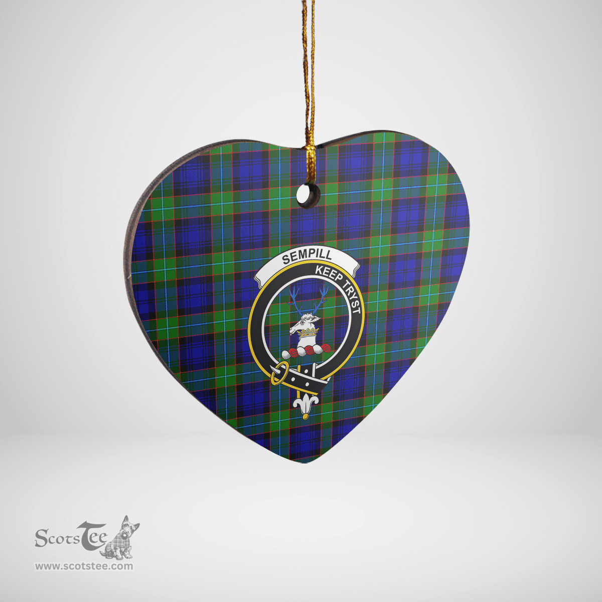 Scottish Sempill Modern Clan Tartan Ceramic Ornament - Crest Heart Style Scottish Plaid Tartan Plaid