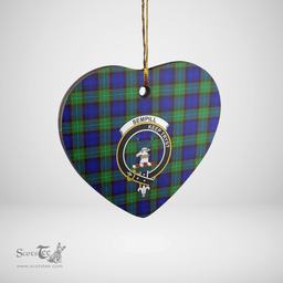 Scottish Sempill Modern Clan Tartan Ceramic Ornament - Crest Heart Style Scottish Plaid Tartan Plaid