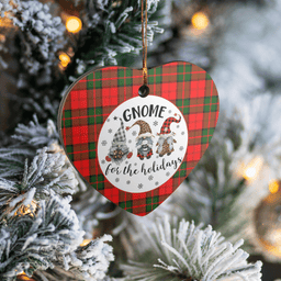 Scottish Dunbar Modern Clan Tartan Ceramic Ornament - Gnome Heart Style Scottish Plaid Tartan Plaid