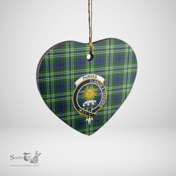 Scottish Purves (Tweedside) Clan Tartan Ceramic Ornament - Crest Heart Style Scottish Plaid Tartan Plaid