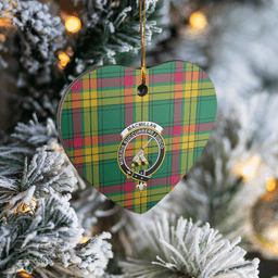 Scottish MacMillan Old Ancient Clan Tartan Ceramic Ornament - Crest Heart Style Scottish Plaid Tartan Plaid
