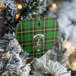 Scottish Wallace Hunting Green Clan Tartan Ceramic Ornament - Crest Heart Style Scottish Plaid Tartan Plaid