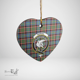 Scottish Norvel (Stirling) Clan Tartan Ceramic Ornament - Crest Heart Style Scottish Plaid Tartan Plaid