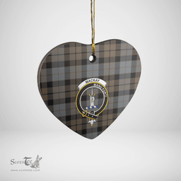 Scottish MacKay Weathered Clan Tartan Ceramic Ornament - Crest Heart Style Scottish Plaid Tartan Plaid