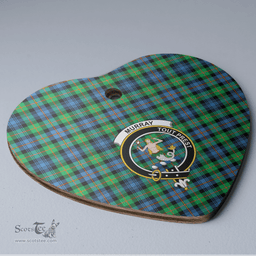 Scottish Murray of Atholl Ancient Clan Tartan Ceramic Ornament - Crest Heart Style Scottish Plaid Tartan Plaid