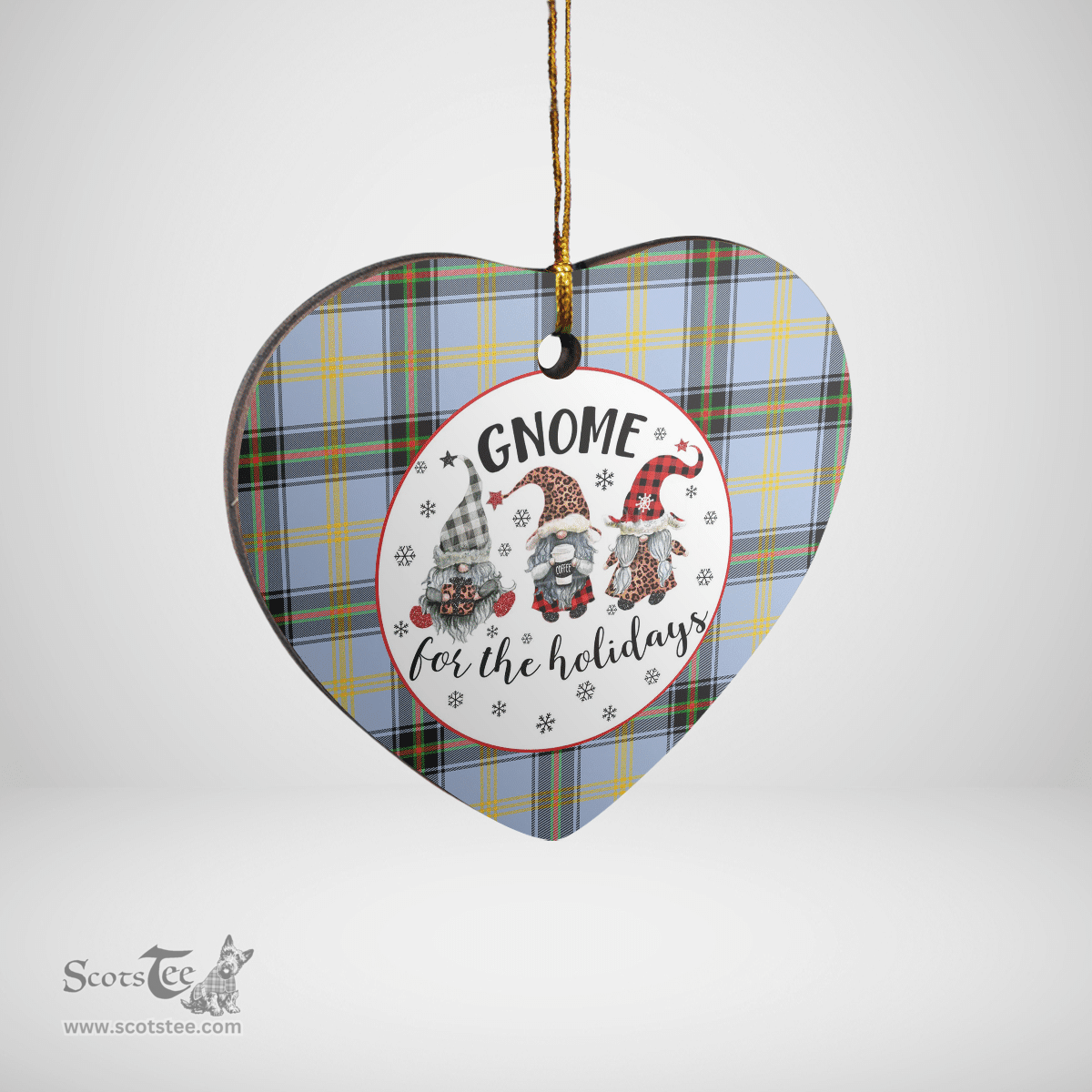 Scottish Bell of the Borders Clan Tartan Ceramic Ornament - Gnome Heart Style Scottish Plaid Tartan Plaid