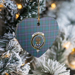 Scottish Sandilands (Douglas) Clan Tartan Ceramic Ornament - Crest Heart Style Scottish Plaid Tartan Plaid