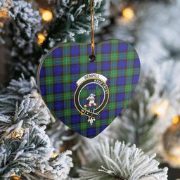 Scottish Sempill Modern Clan Tartan Ceramic Ornament - Crest Heart Style Scottish Plaid Tartan Plaid