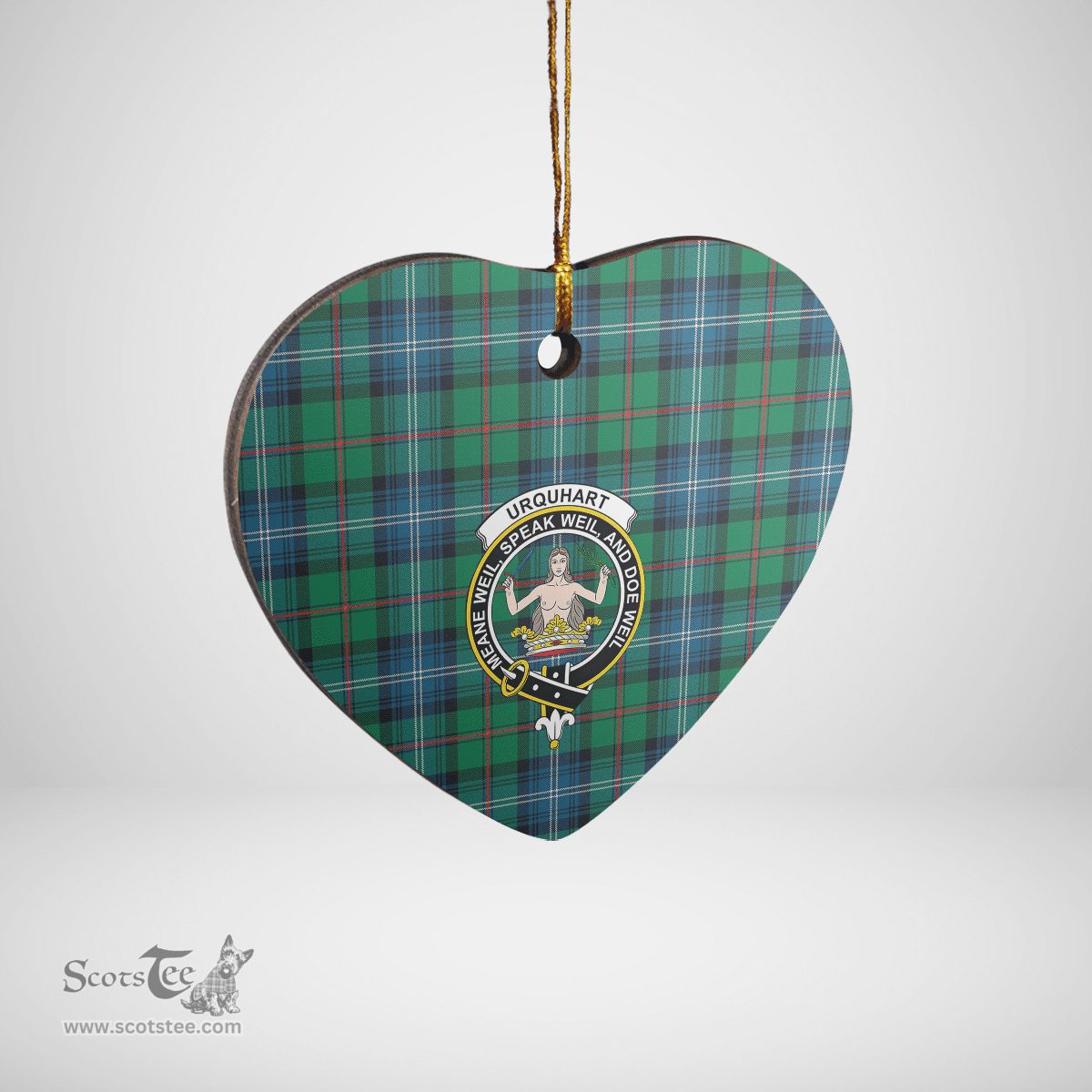 Scottish Urquhart Ancient Clan Tartan Ceramic Ornament - Crest Heart Style Scottish Plaid Tartan Plaid