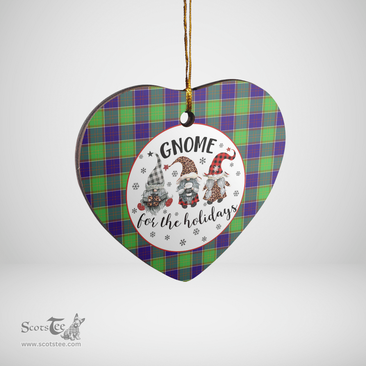 Scottish Dalrymple Clan Tartan Ceramic Ornament - Gnome Heart Style Scottish Plaid Tartan Plaid