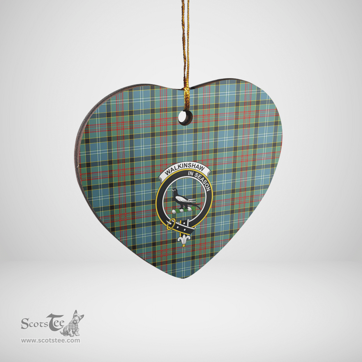 Scottish Walkinshaw Clan Tartan Ceramic Ornament - Crest Heart Style Scottish Plaid Tartan Plaid