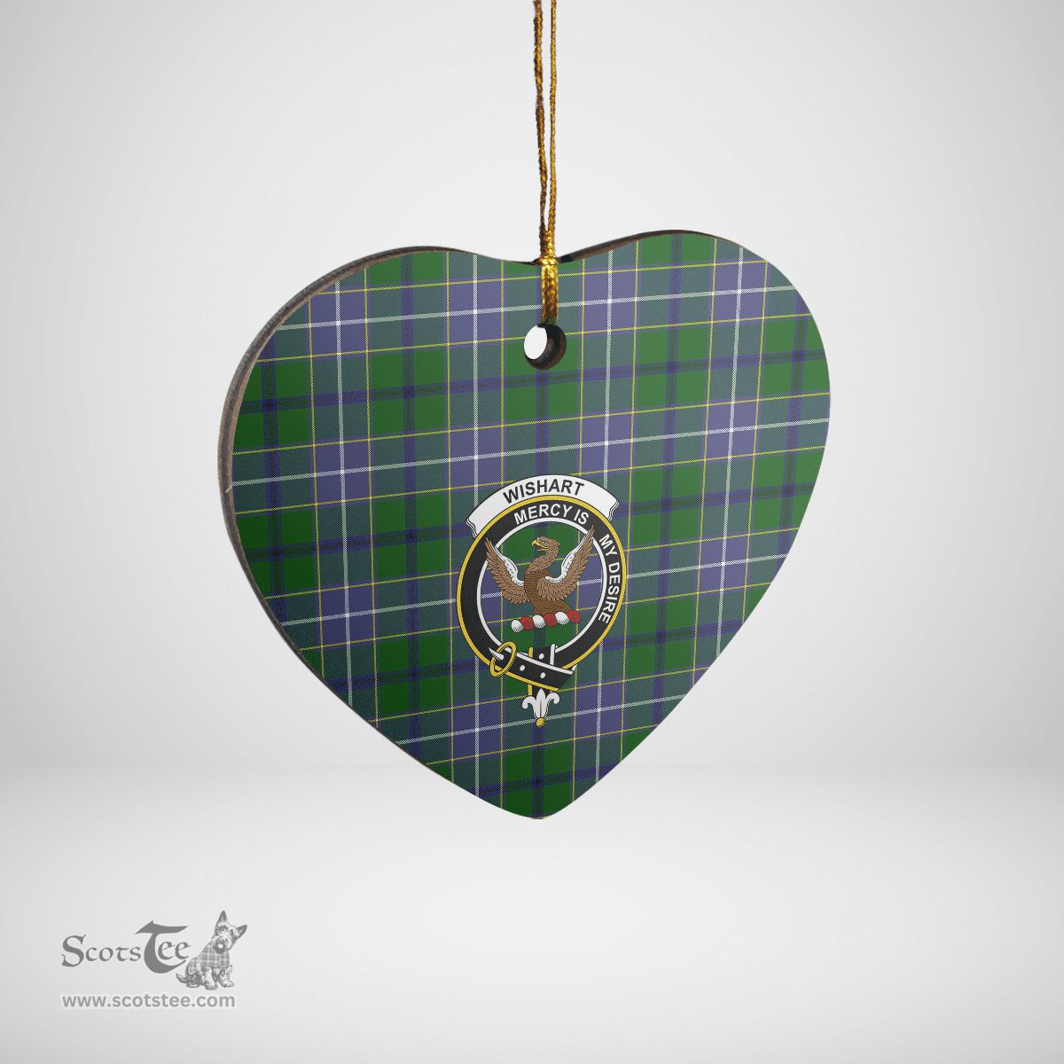 Scottish Wishart Hunting Clan Tartan Ceramic Ornament - Crest Heart Style Scottish Plaid Tartan Plaid