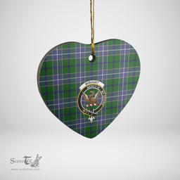 Scottish Wishart Hunting Clan Tartan Ceramic Ornament - Crest Heart Style Scottish Plaid Tartan Plaid