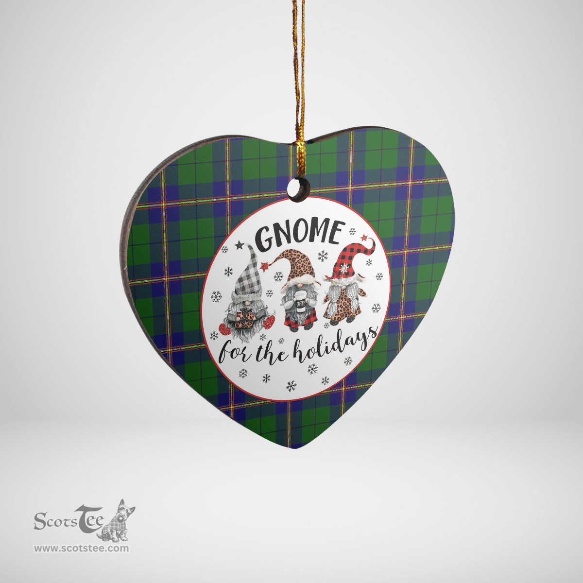 Scottish Carmichael Modern Clan Tartan Ceramic Ornament - Gnome Heart Style Scottish Plaid Tartan Plaid