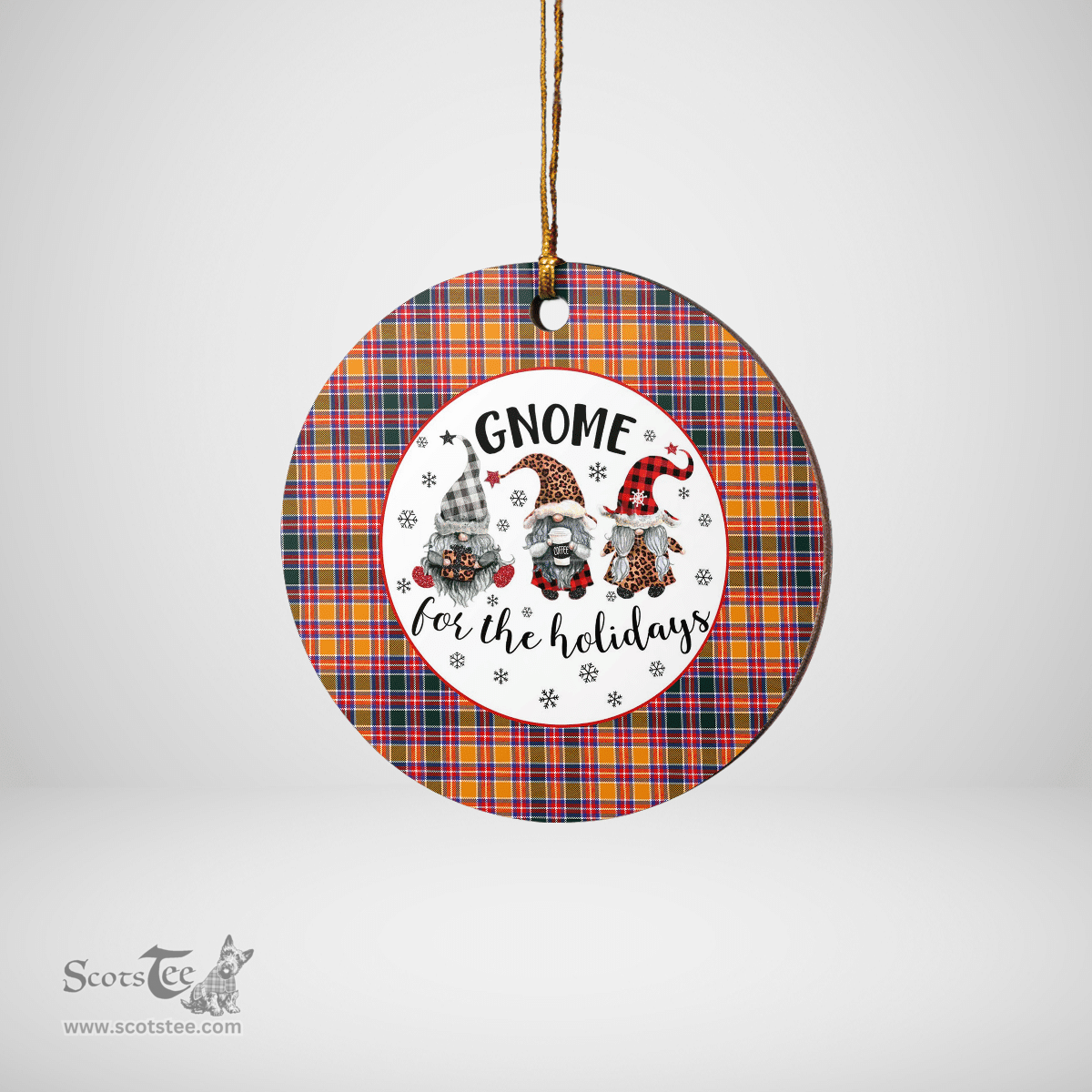 Scottish Jacobite Clan Tartan Ceramic Ornament - Gnome Round Style Scottish Plaid Tartan Plaid