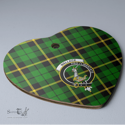 Scottish Wallace Hunting Green Clan Tartan Ceramic Ornament - Crest Heart Style Scottish Plaid Tartan Plaid