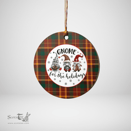 Scottish McNally Clan Tartan Ceramic Ornament - Gnome Round Style Scottish Plaid Tartan Plaid