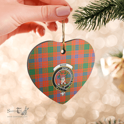 Scottish Ross Ancient Clan Tartan Ceramic Ornament - Crest Heart Style Scottish Plaid Tartan Plaid
