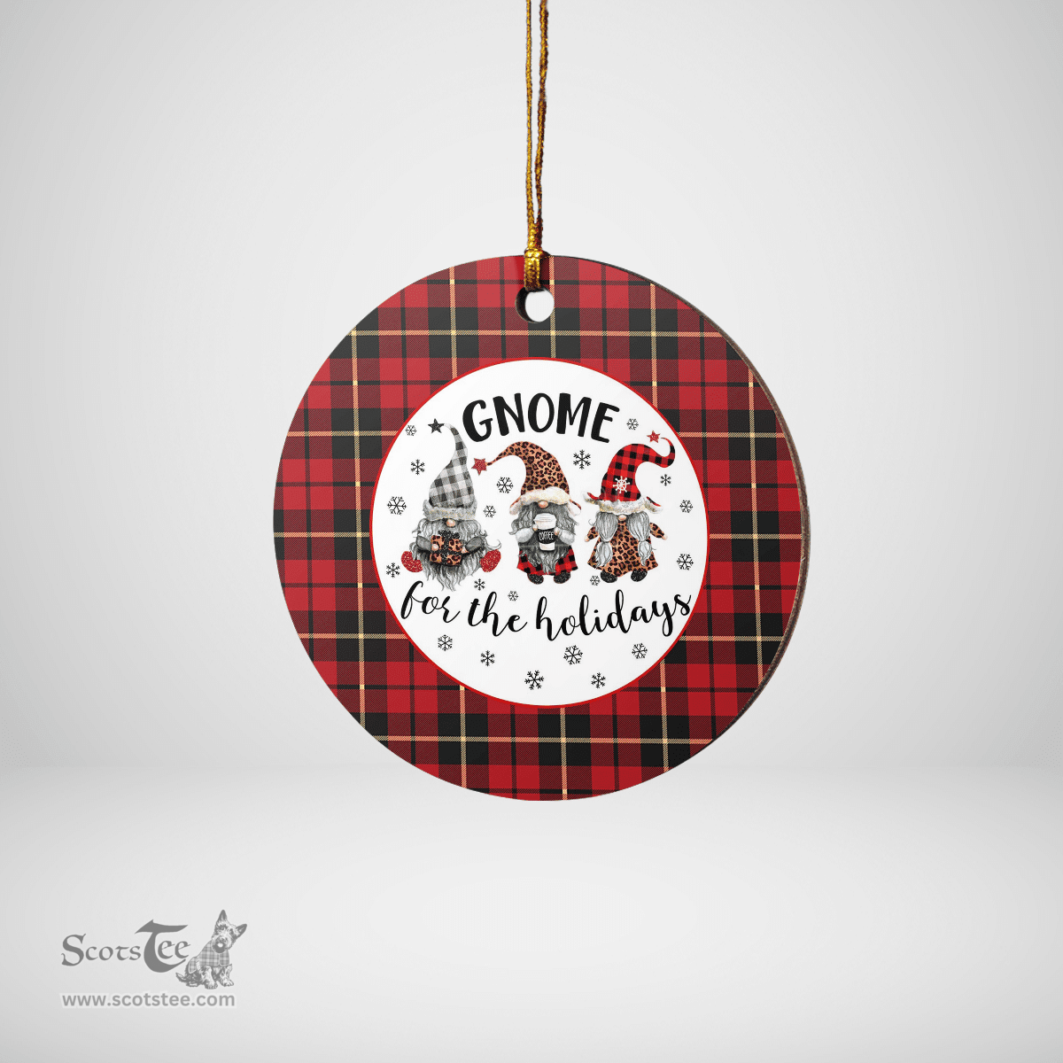Scottish Wallace Hunting Clan Tartan Ceramic Ornament - Gnome Round Style Scottish Plaid Tartan Plaid