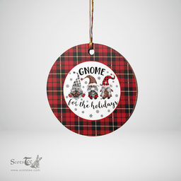 Scottish Wallace Hunting Clan Tartan Ceramic Ornament - Gnome Round Style Scottish Plaid Tartan Plaid