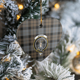 Scottish MacKay Weathered Clan Tartan Ceramic Ornament - Crest Heart Style Scottish Plaid Tartan Plaid