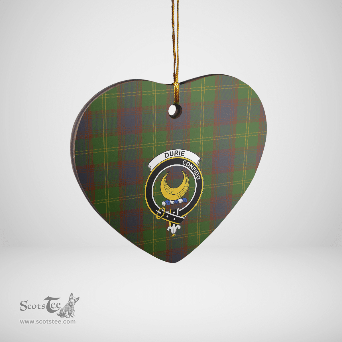 Scottish Durie Clan Tartan Ceramic Ornament - Crest Heart Style Scottish Plaid Tartan Plaid