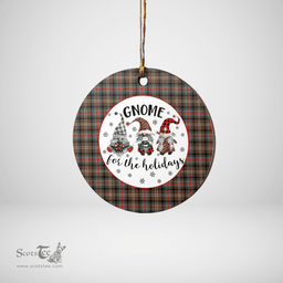 Scottish Sutherland Weathered Clan Tartan Ceramic Ornament - Gnome Round Style Scottish Plaid Tartan Plaid
