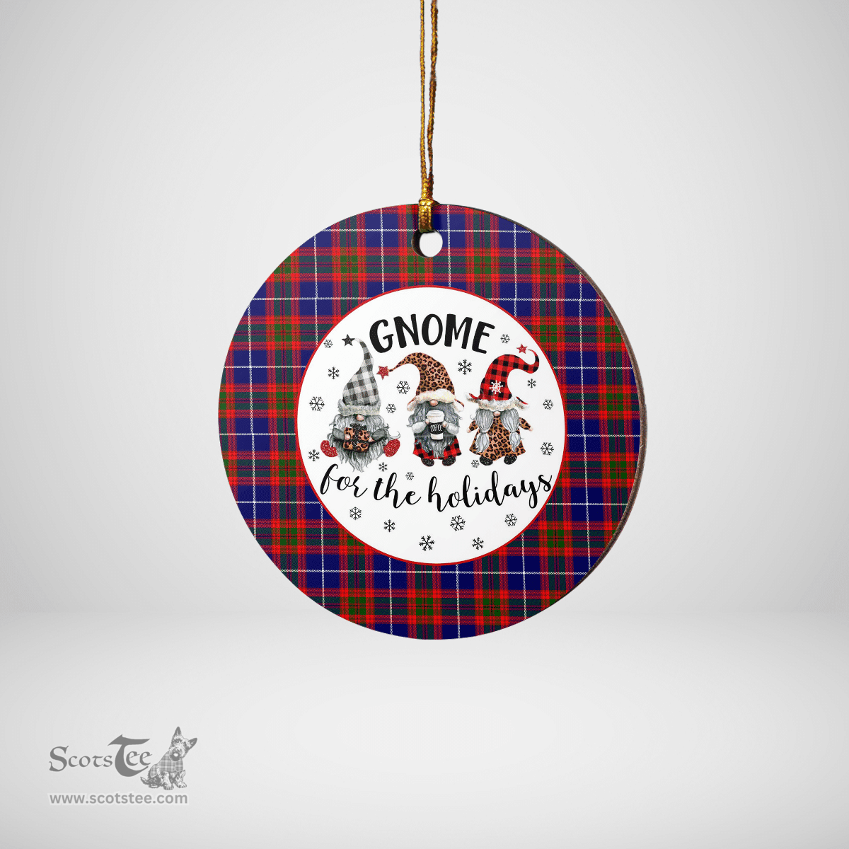 Scottish Edinburgh District Clan Tartan Ceramic Ornament - Gnome Round Style Scottish Plaid Tartan Plaid