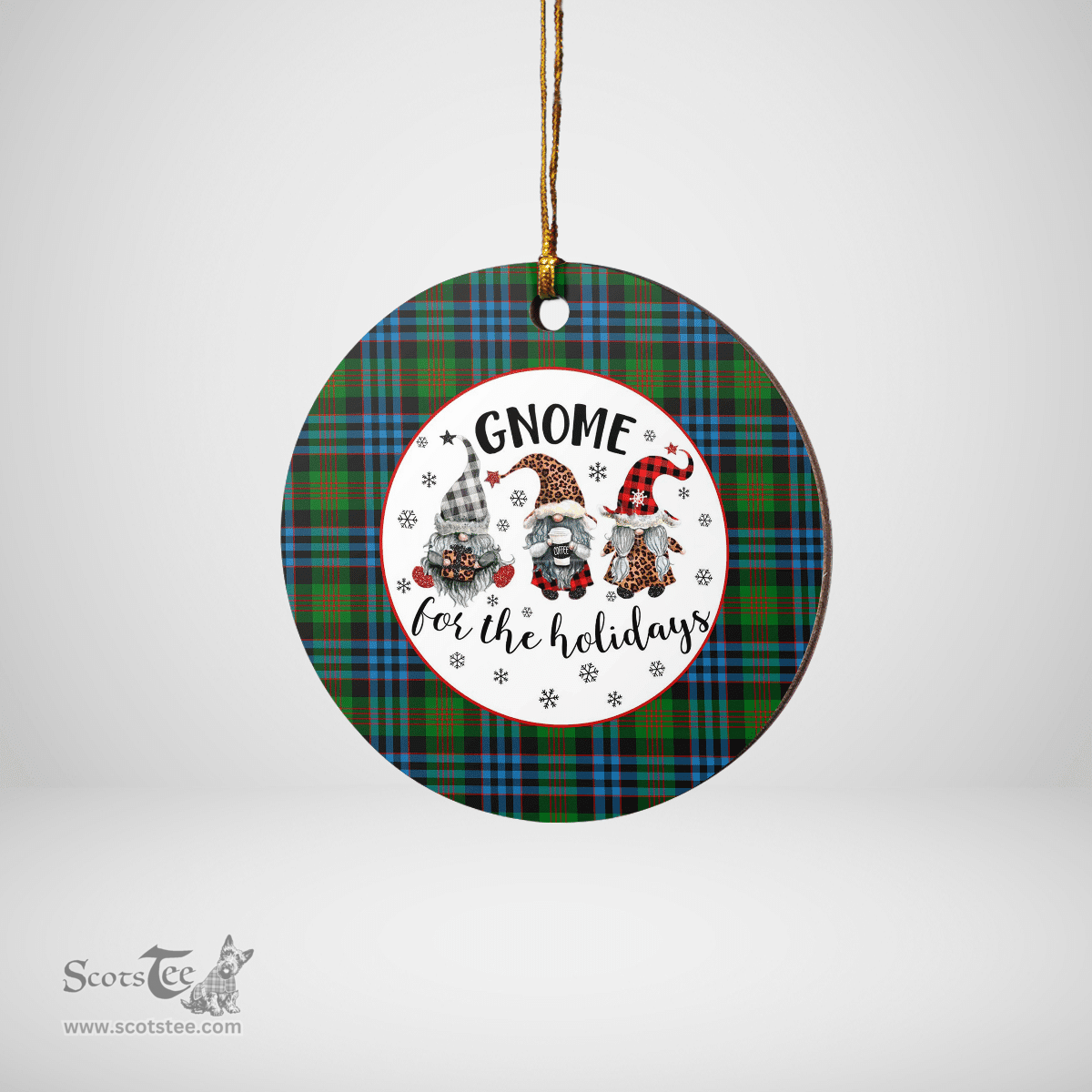 Scottish Newlands Clan Tartan Ceramic Ornament - Gnome Round Style Scottish Plaid Tartan Plaid