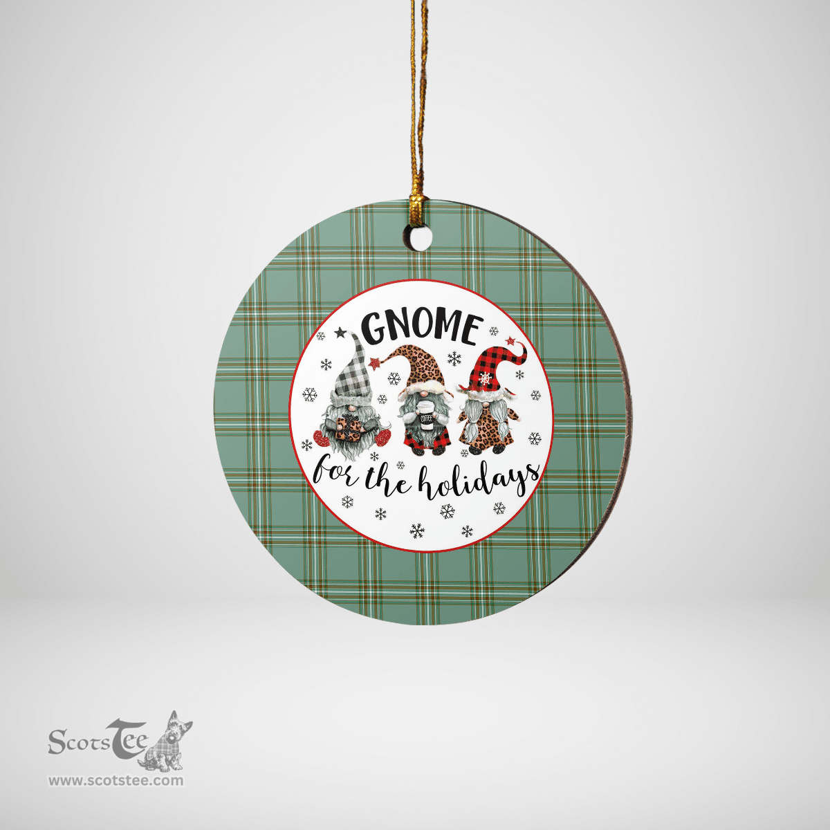 Scottish Kelly Dress Clan Tartan Ceramic Ornament - Gnome Round Style Scottish Plaid Tartan Plaid
