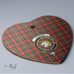 Scottish Stewart (of Appin) Clan Tartan Ceramic Ornament - Crest Heart Style Scottish Plaid Tartan Plaid