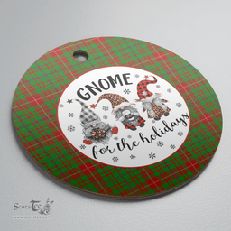 Scottish Fulton Clan Tartan Ceramic Ornament - Gnome Round Style Scottish Plaid Tartan Plaid