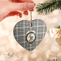 Scottish Scott Black & White Ancient Clan Tartan Ceramic Ornament - Crest Heart Style Scottish Plaid Tartan Plaid